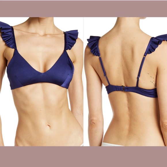 Maaji Other - NWT Maaji [ Large ] Blue Depth Halles‎ Ruffle Lace-Up Reversible Bikini Top